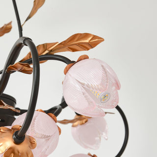Avelora Lustre Vintage Industriel en Verre Rose