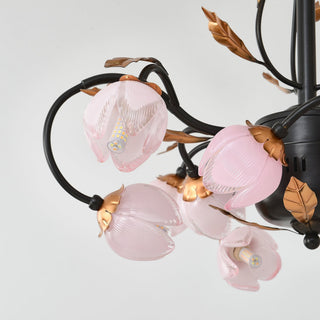 Avelora Lustre Vintage Industriel en Verre Rose