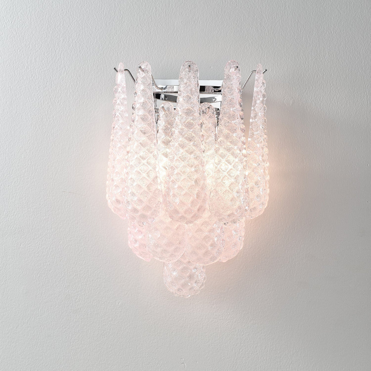 Veraine Applique Murale Rose en Verre Gaufré Moderne