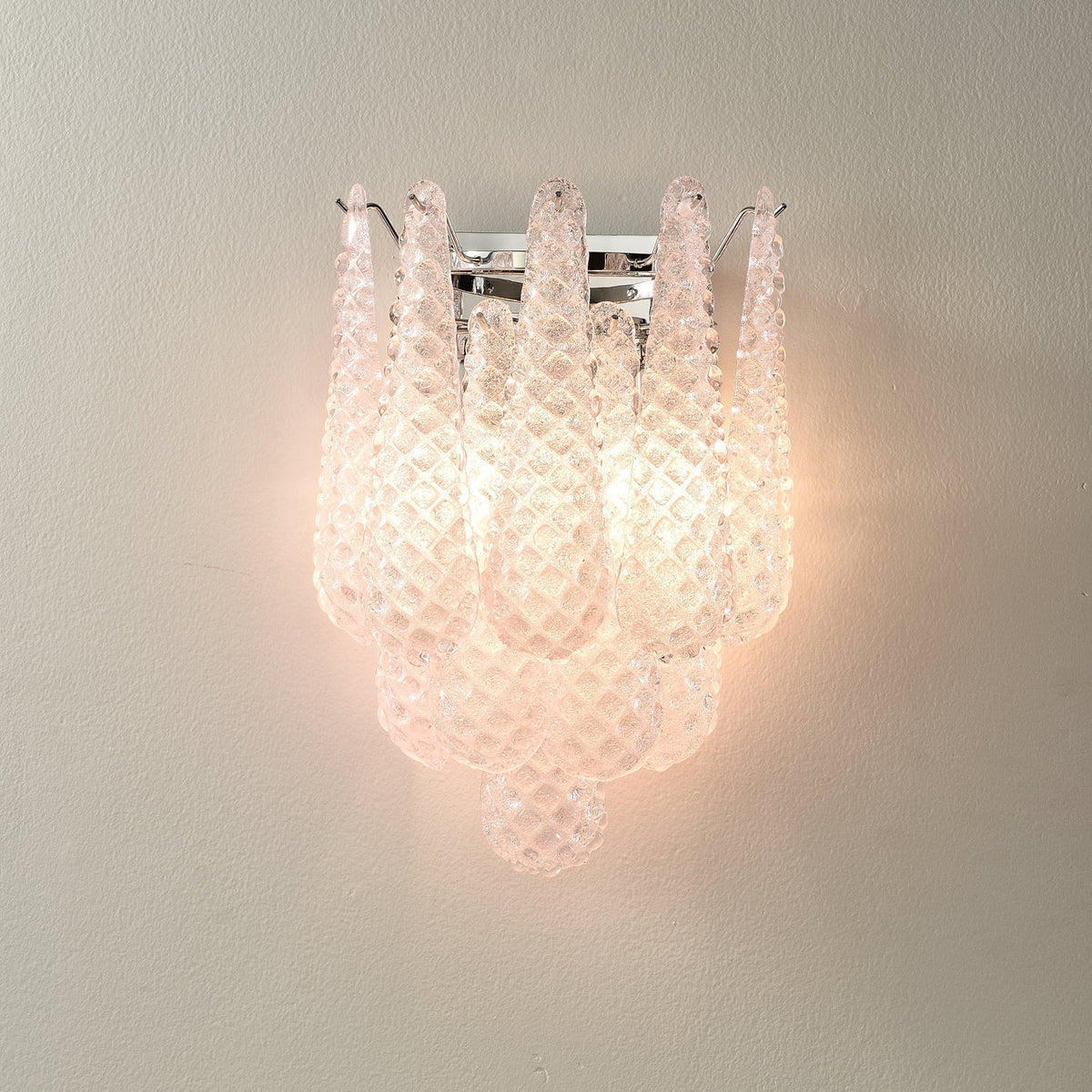 Veraine Applique Murale Rose en Verre Gaufré Moderne