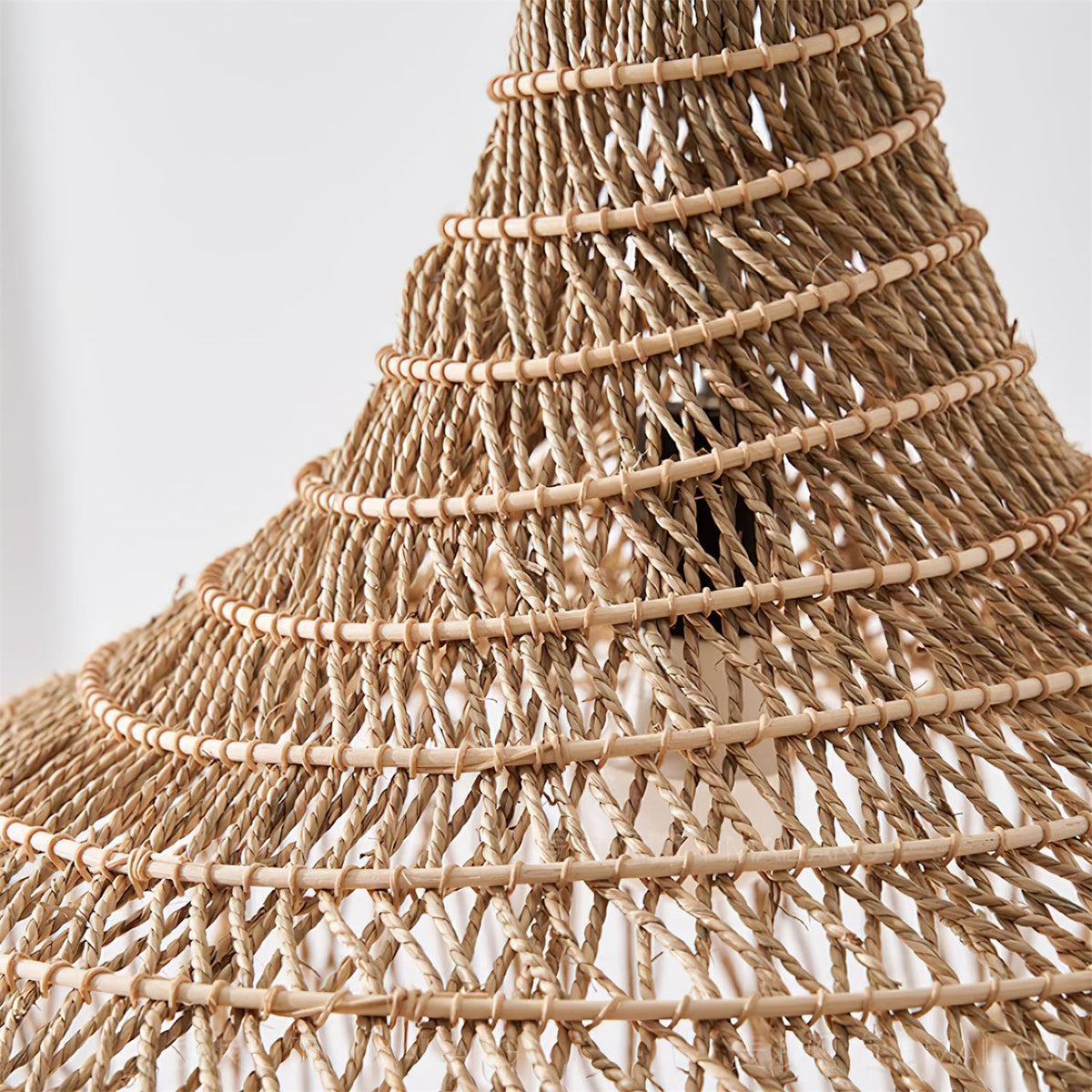 Pendant Light Handwoven Rattan Shade Metal Frame Bohemian Natural-Neutral Decor