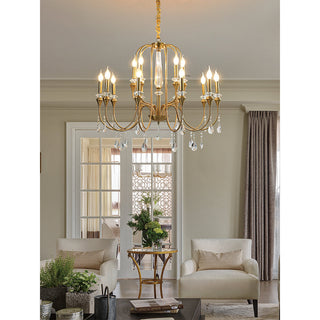 Ercararis Lustre Vintage Industriel Laiton Cristal