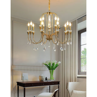 Ercararis Lustre Vintage Industriel Laiton Cristal