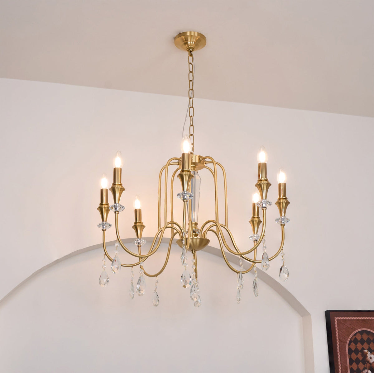 Ercararis Lustre Vintage Industriel Laiton Cristal