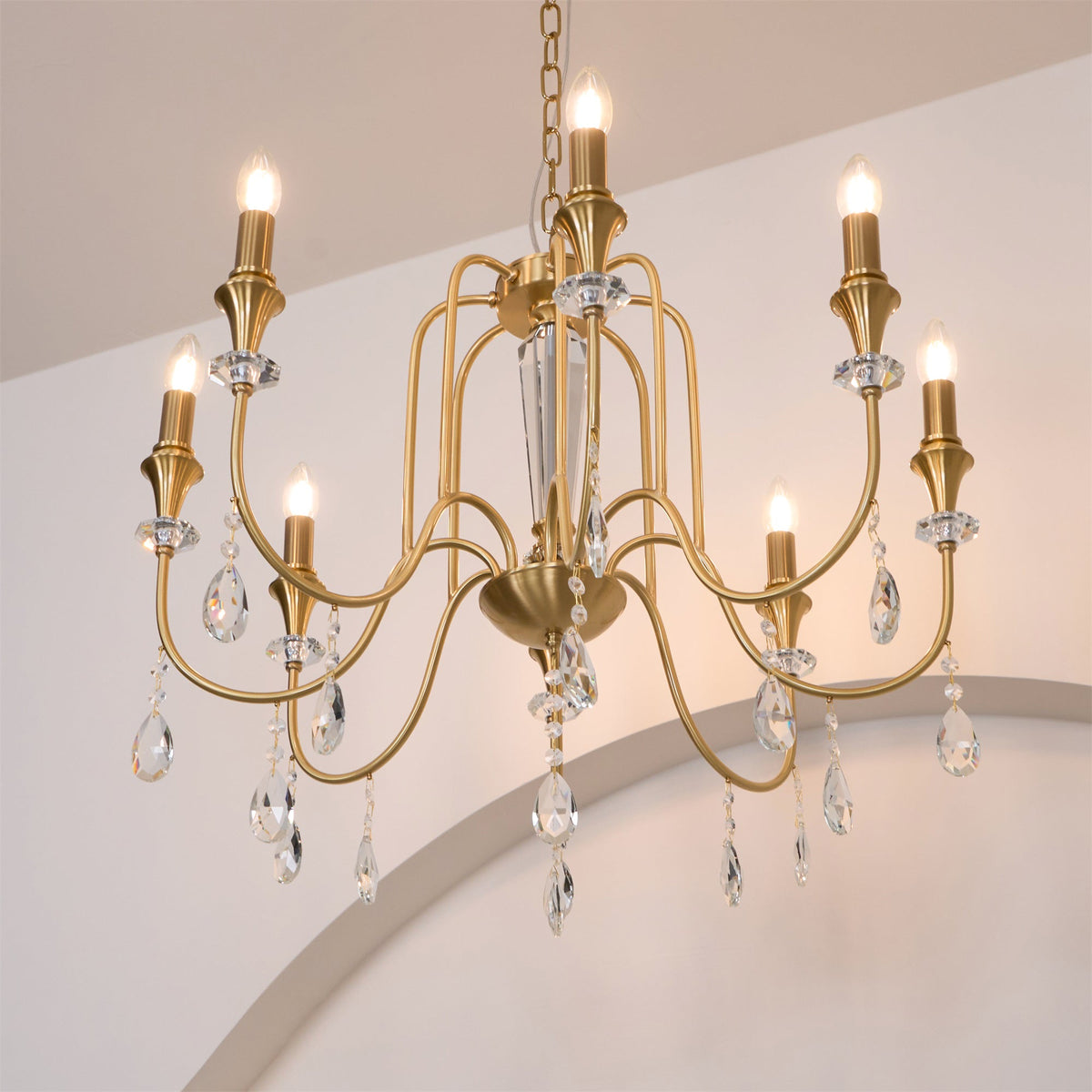Ercararis Lustre Vintage Industriel Laiton Cristal