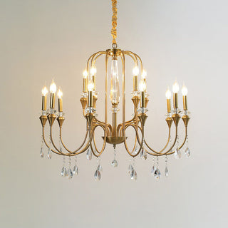 Ercararis Lustre Vintage Industriel Laiton Cristal