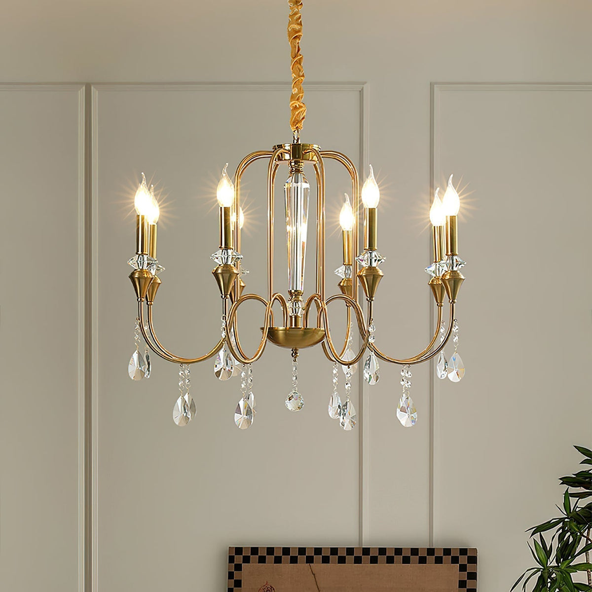 Ercararis Lustre Vintage Industriel Laiton Cristal