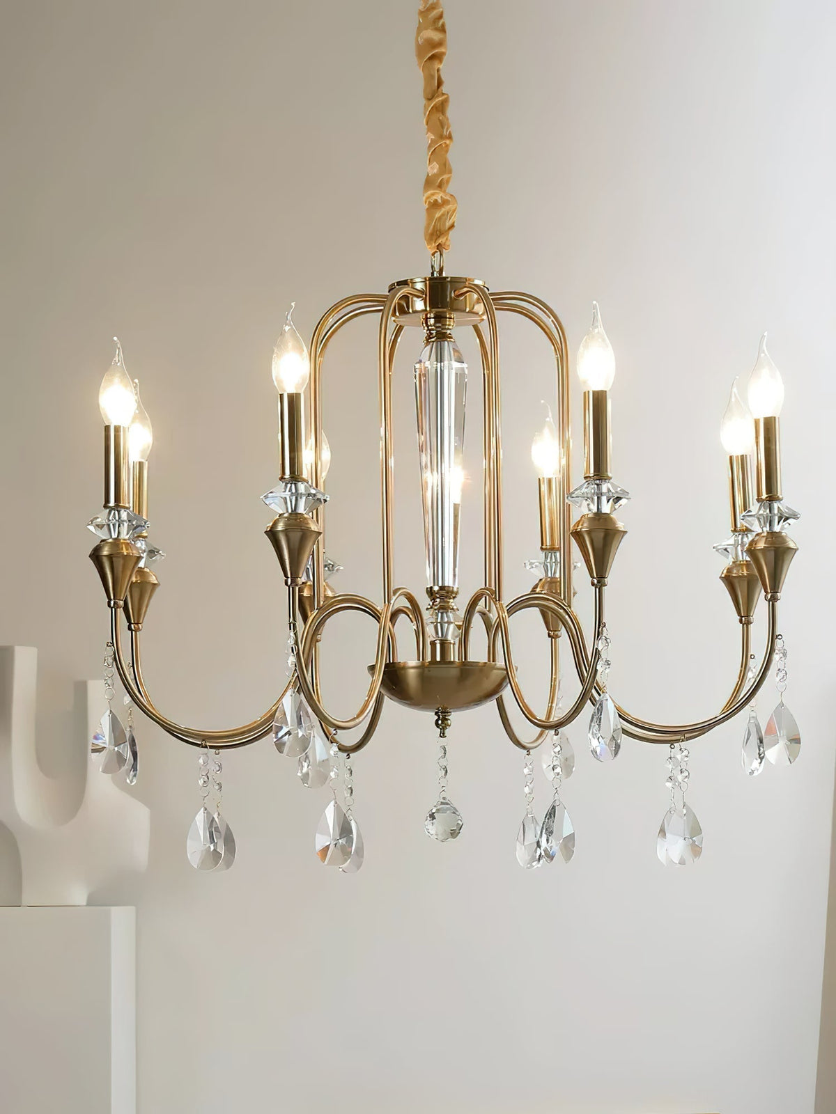Ercararis Lustre Vintage Industriel Laiton Cristal