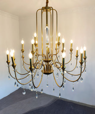 Ercararis Lustre Vintage Industriel Laiton Cristal