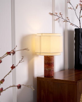 Eclipse Lampe de Table en Tissu Et Marbre Géométrique