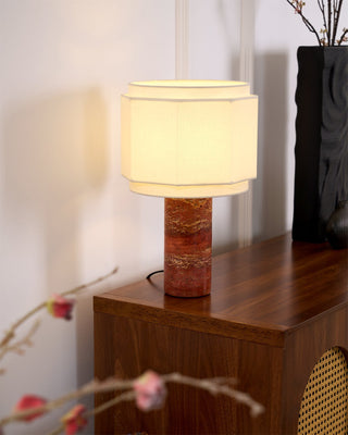Eclipse Lampe de Table en Tissu Et Marbre Géométrique