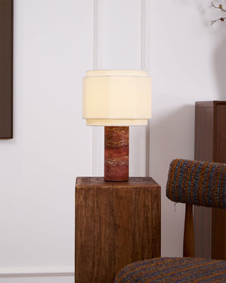 Eclipse Lampe de Table en Tissu Et Marbre Géométrique