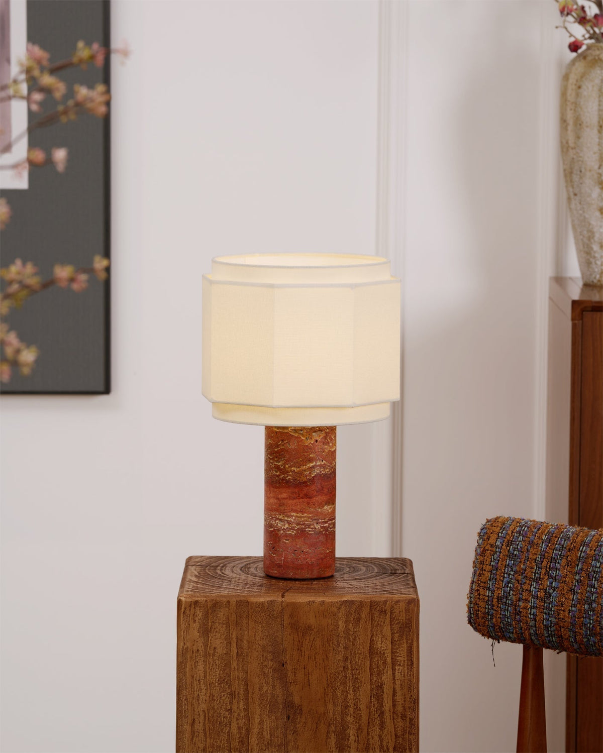 Eclipse Lampe de Table en Tissu Et Marbre Géométrique