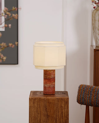 Eclipse Lampe de Table en Tissu Et Marbre Géométrique