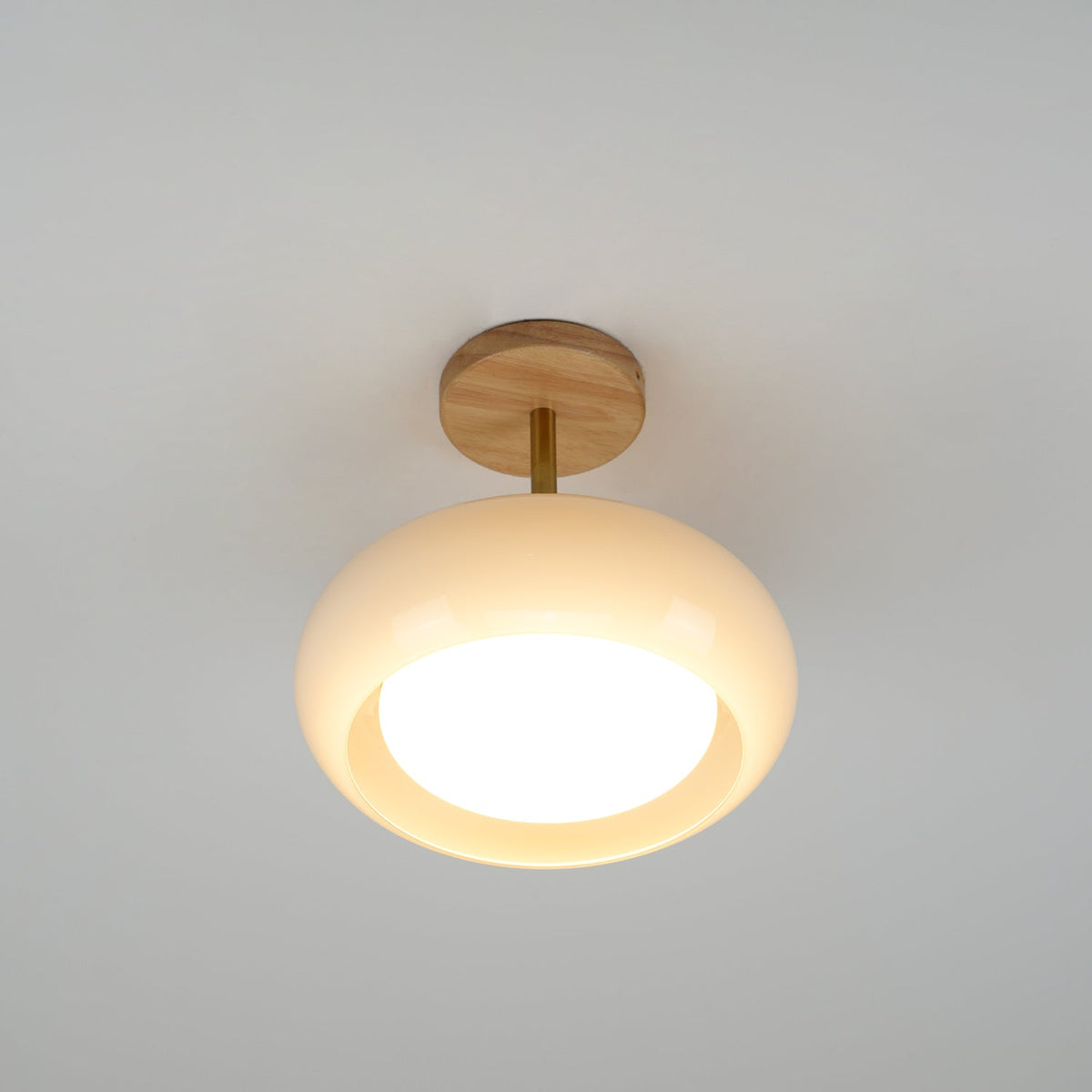 Charlotte Plafonnier Encastré en Verre, Bois, Orange & Blanc