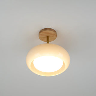 Charlotte Plafonnier Encastré en Verre, Bois, Orange & Blanc