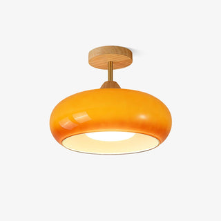 Charlotte Plafonnier Encastré en Verre, Bois, Orange & Blanc