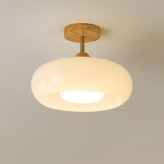 Charlotte Plafonnier Encastré en Verre, Bois, Orange & Blanc