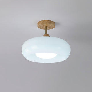 Charlotte Plafonnier Encastré en Verre, Bois, Orange & Blanc