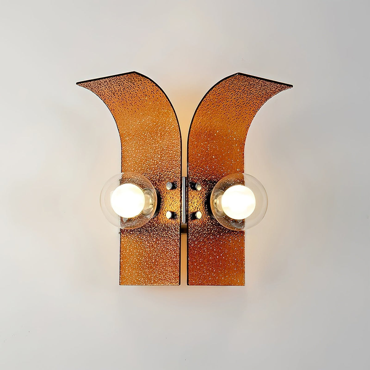 Wall Light Textured Glass Panels Dual Globes-Neutral Decor