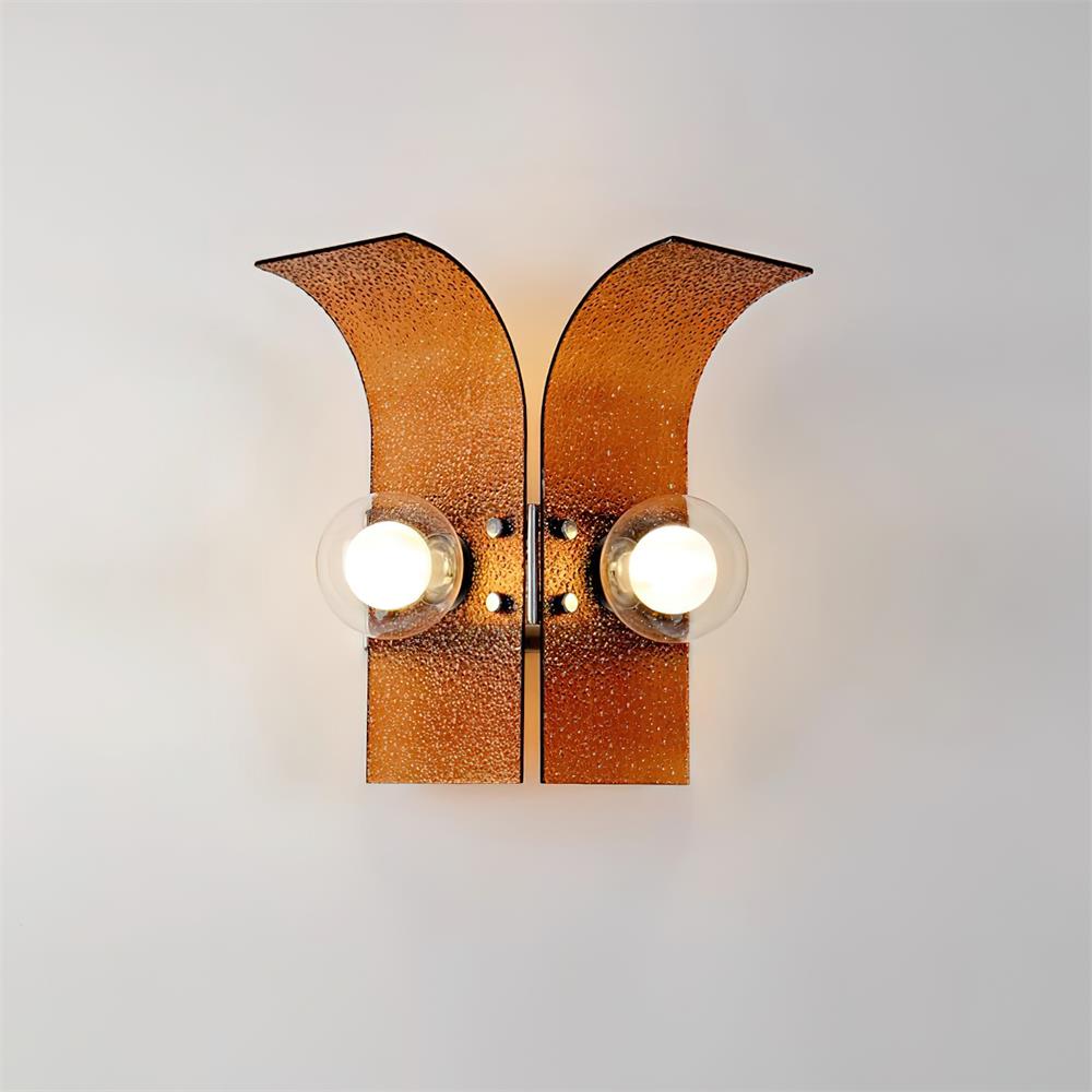 Wall Light Textured Glass Panels Dual Globes-Neutral Decor