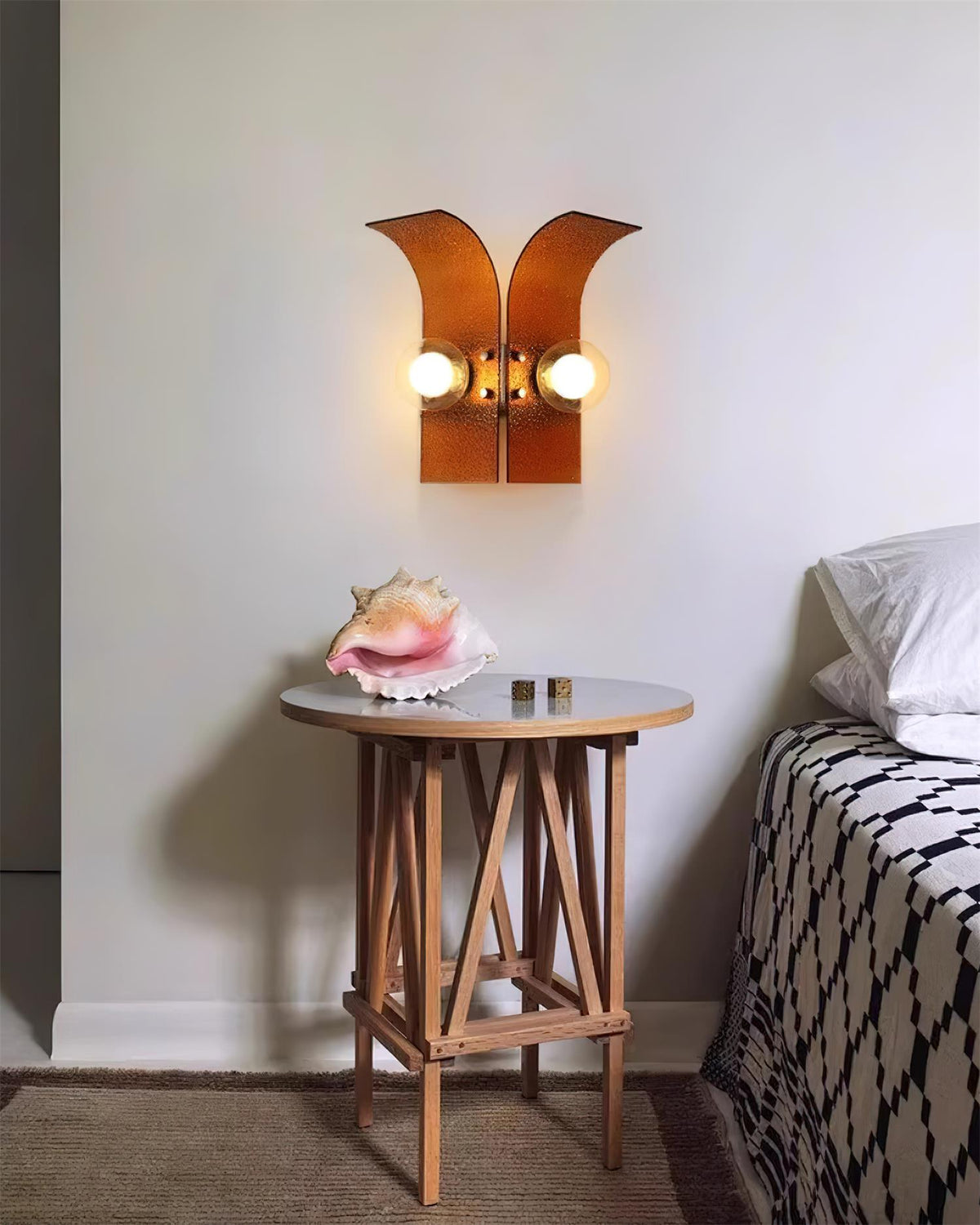 Wall Light Textured Glass Panels Dual Globes-Neutral Decor