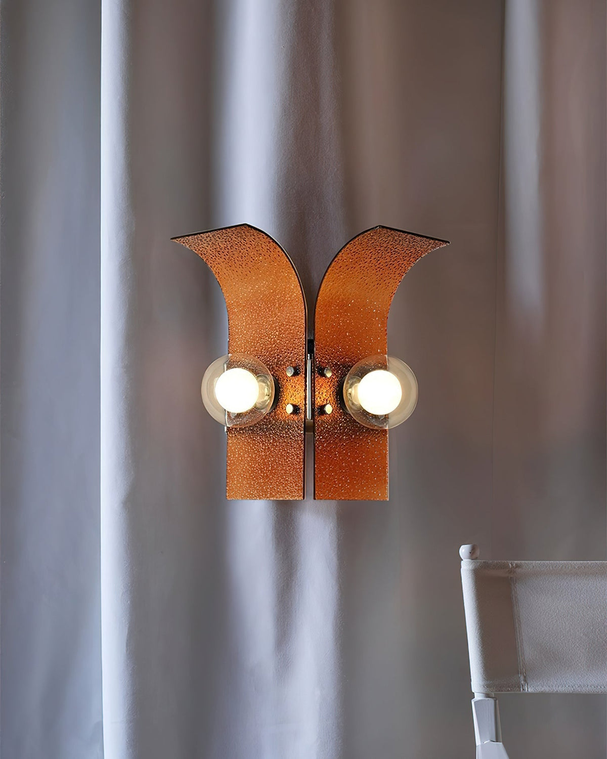 Wall Light Textured Glass Panels Dual Globes-Neutral Decor