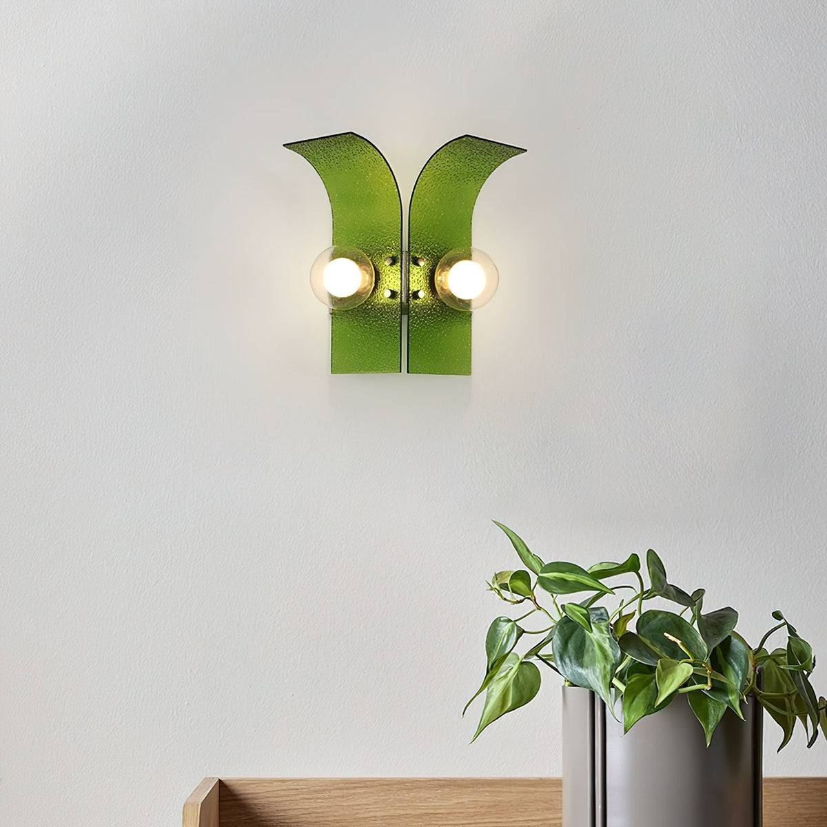 Wall Light Textured Glass Panels Dual Globes-Neutral Decor