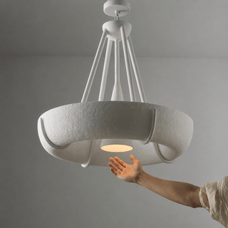 Plaster Drum Chandelier-Neutral Decor