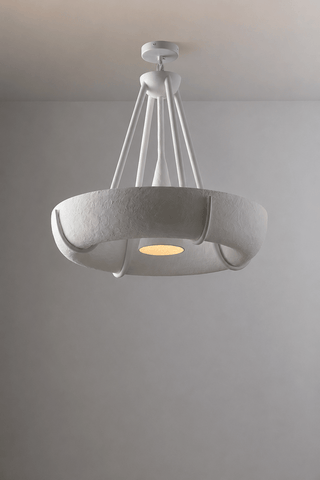 Plaster Drum Chandelier-Neutral Decor