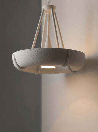 Plaster Drum Chandelier-Neutral Decor