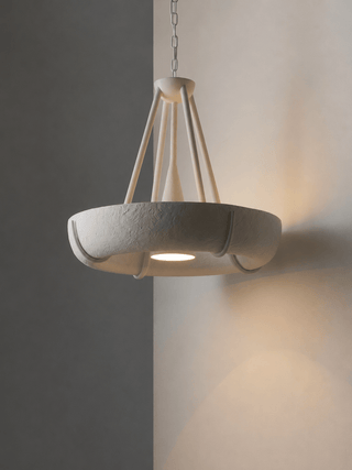 Plaster Drum Chandelier-Neutral Decor