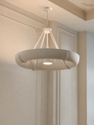 Plaster Drum Chandelier-Neutral Decor