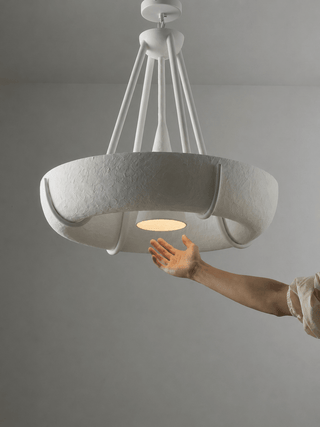 Plaster Drum Chandelier-Neutral Decor