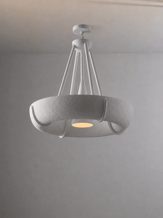 Plaster Drum Chandelier-Neutral Decor
