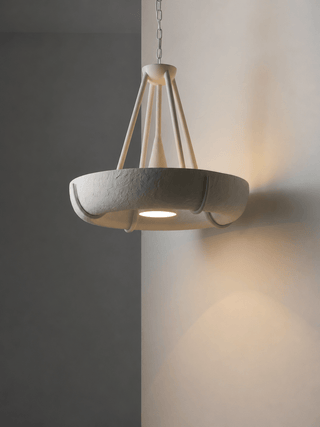 Plaster Drum Chandelier-Neutral Decor