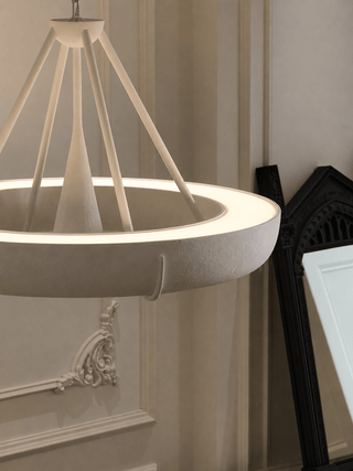 Plaster Drum Chandelier-Neutral Decor