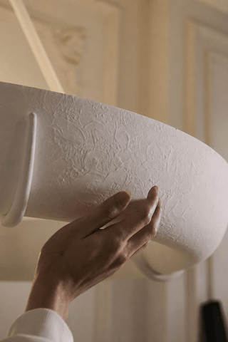 Plaster Drum Chandelier-Neutral Decor