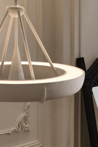 Plaster Drum Chandelier-Neutral Decor