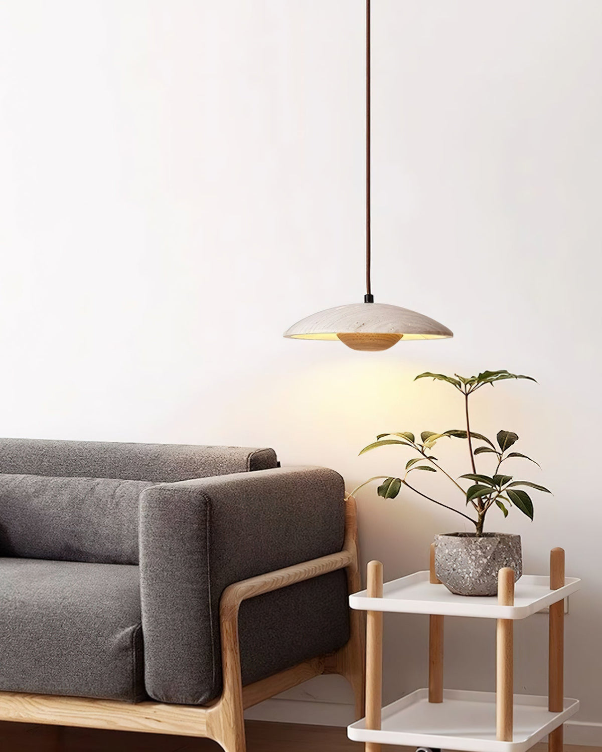 Deleria Large-Bord Travertin Pendentif Lumière