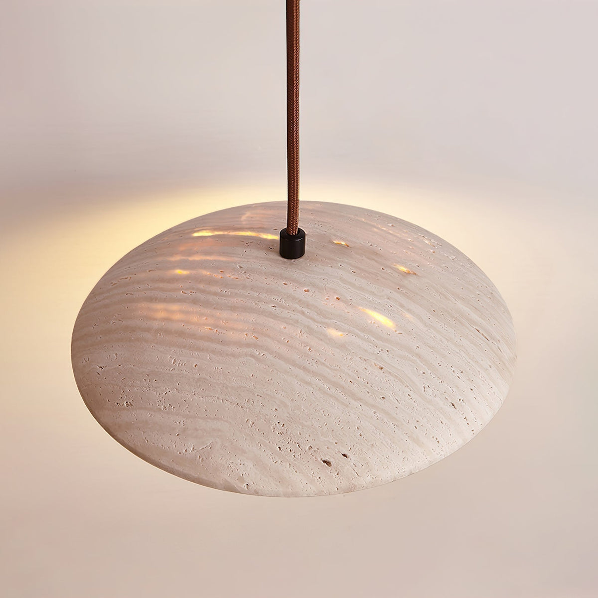 Deleria Large-Bord Travertin Pendentif Lumière