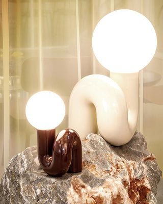 Soreeon Lampe de Table Forme N Ludique Tout Blanc