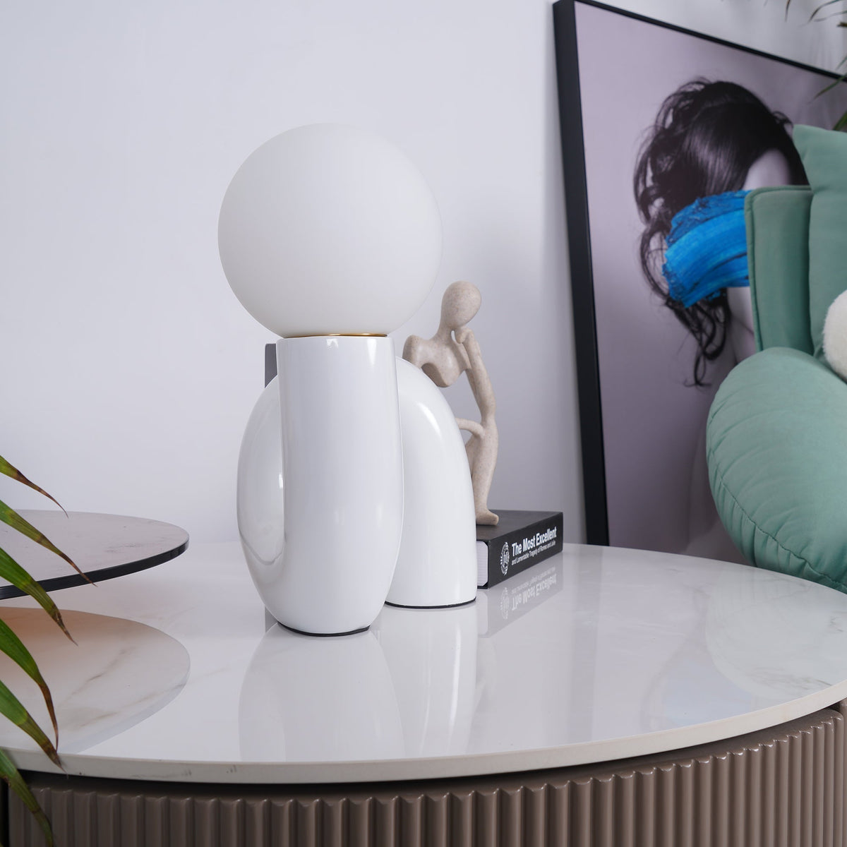 Soreeon Lampe de Table Forme N Ludique Tout Blanc