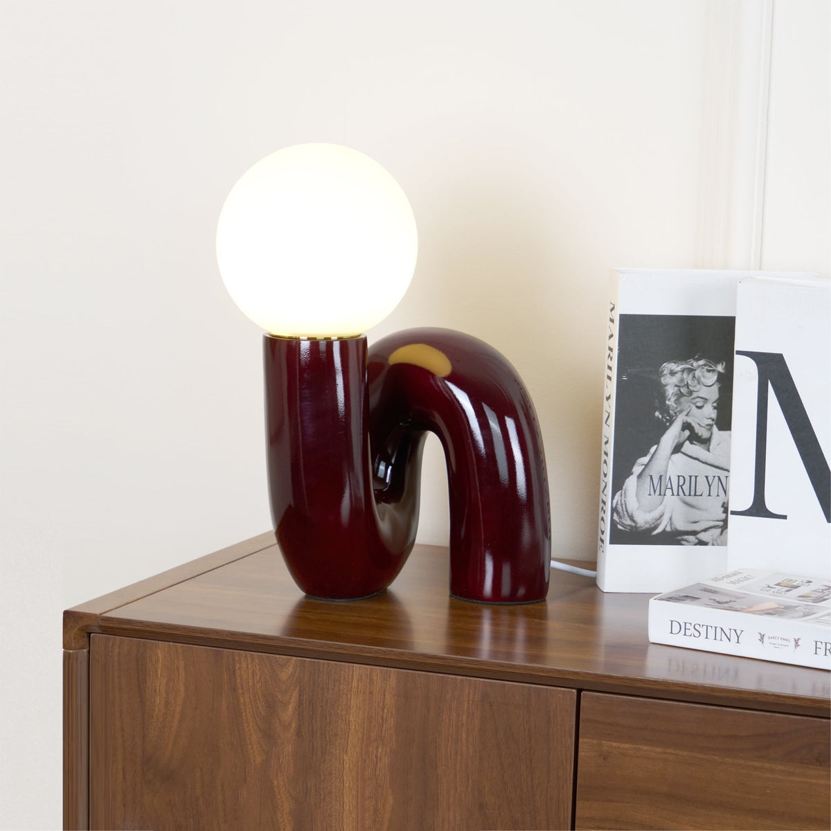 Soreeon Lampe de Table Forme N Ludique Tout Blanc