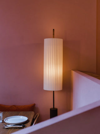 Pleated Cylinder Floor Lamp-Neutral Decor