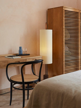 Pleated Cylinder Floor Lamp-Neutral Decor