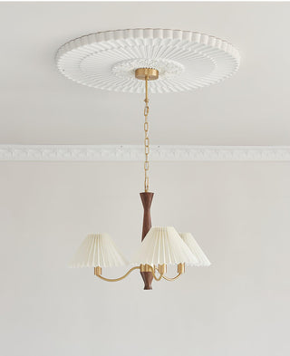 Lustra Lustre Plissé avec Abat-jours Blancs Milieu du Siècle-Luire