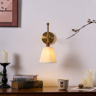 Lustra Lampe Murale en Tissu Plissé Laiton
