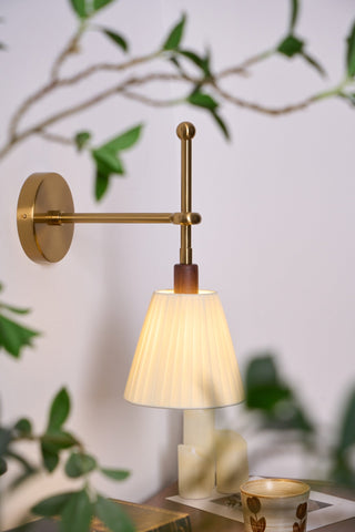 Lustra Lampe Murale en Tissu Plissé Laiton