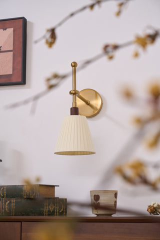 Lustra Lampe Murale en Tissu Plissé Laiton